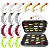 Assorted 50-piece maggot wet flies in mixed colors